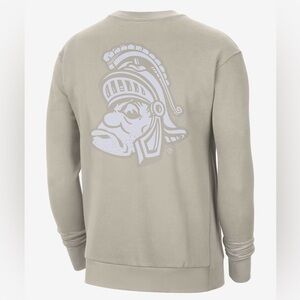 Nike Men's Beige Crewneck Sweater with Graphic MSU Michigan state university